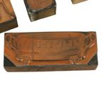 Antieke Printer Plaat Gravure Drukblok Bloemen Koper Hout Set Van 6 thumbnail 4