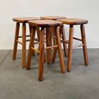 Set Van 4 Vintage Grenen Krukken, Scandinavisch Design, 1970'S thumbnail 7