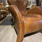 Saddle Chair / Zadel Fauteuil + Voetenbank In Vintage Cognac Leer Eyecatcher thumbnail 14