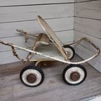 Vintage Poppenwagen, Inklapbaar, Hout En Metaal. thumbnail 5