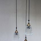 Vintage Hollywood Regency Cascade Goud/messing Hanglamp Met 3 Transparant Glazen Kelken, 1960s thumbnail 4