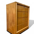 Vintage Houten Ladekast Kast – 4 Lades Met Metalen Grepen thumbnail 7