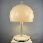 Large Mid-Century Fully White Acrylic Mushroom Table Lamp Xl 1970 thumbnail 2