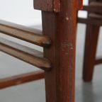 Unieke Set Van 6 Houten Art Deco Design Eetkamerstoelen Met Een Rieten Zitting En Rugleuning thumbnail 15