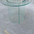 Vintage Postmodern Glazen Bijzettafel, Rond thumbnail 2