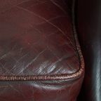 Set Van 2 Mooie En Comfortabele Bordeauxrode Rundleren Oorfauteuils In Engelse Stijl thumbnail 15