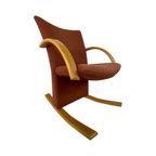 Peter Opsvik - Stokke - Tripos - Ergonomically Shaped Rocking Chair - Red Upholstery And Wooden F thumbnail 6