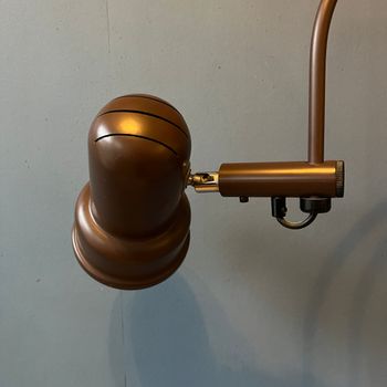 Mid Century Bruine Gepo Vloerlamp Met Dubbele Boogkegel