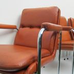 4 Vintage Cognac Leren Lounge Stoelen Artifort Geoffrey Harcourt thumbnail 12