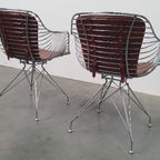 2 Design Wire Chairs Chroom Met Cognac Seat Pads thumbnail 17