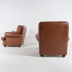 Pair Of Brown Leather Club Armchairs / Fauteuil From 1970’s, Italy thumbnail 6