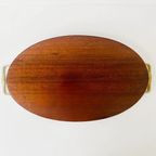 Vintage Messing Italiaans Houten Dienblad Ovaal Met Ingelegd Hout, Sorrento 1940’s thumbnail 5
