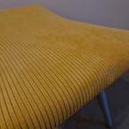 Nieuw Bekleed Vintage Voetenbankje Footstool Ottoman Voetenbank Krukje Geel thumbnail 3