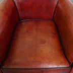 Geweldige Fauteuil/ Armchair Gemaakt Van Schapenleer In Een Unieke Rood/ Bruine Kleur thumbnail 6