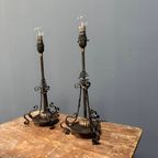 Set Van Twee Engelse Arts & Crafts Tafellampen thumbnail 14