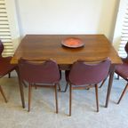 Prachtige Vintage Uitschuifbare Tafel Met 5 Retro Stoelen thumbnail 5