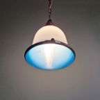 Bauhaus-hanglamp In Opaline En Blauw Gesatineerd Glas, 1920 thumbnail 7