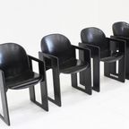 Dialogo Zwarte Leren Eetkamerstoelen Van Afra En Tobia Scarpa Voor B&B Italia, 1974, Set Van 4 thumbnail 4