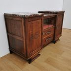 Vintage Mid Century Art Deco Tv Meubel, Dressoir Marmer Blad thumbnail 4