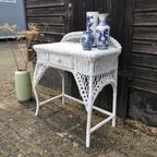 Rieten Rotan Kaptafel Buro Sidetable Vintage thumbnail 3