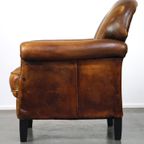 Leuke Vintage Schapenleren Fauteuil/ Armchair Met Prachtige Kleuren En Een Fijne Zit thumbnail 6