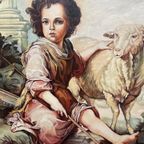 Schilderij "De Goede Herder". Olieverf Op Doek. thumbnail 4