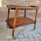 Mid Century Serveerwagen Teakhout Met Zwart Glas thumbnail 9