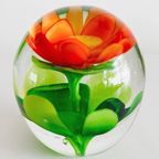 Vintage Murano Glas Presse Papier Oranje Bloem 1970’s thumbnail 5