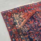 Oude Oosterse Loper Met De Hand Gemaakt Met Voornamelijk Donkerblauw & Rood Tinten 315x105cm thumbnail 8