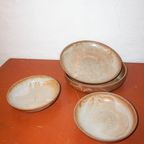 Set Of 4 Grès White-Glazed Ceramic Bowls* Stoneware Serving Dishes thumbnail 6