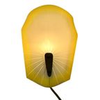 Mid Century Modern - Wall Mounted Lamp With Yellow And White Glass Shade And Brass Detail thumbnail 2
