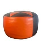 Vintage Ronde Poef Zwart Oranje Jaren 70 thumbnail 8