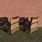 Armstoelen Mahoniehout Met Riet Set Van 2 thumbnail 6