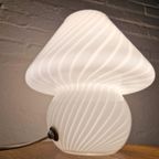 Murano Witte Swirl Mushroom Lamp, Jaren 70 thumbnail 6