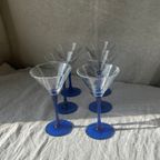 6X Martini Glazen Met Blauwe Voet thumbnail 3