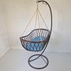 Vintage Rotan Hangend Baby Wiegje Schommel Bedje. thumbnail 4