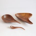 Vintage Organic Wooden Bowls, Set Of Three thumbnail 5