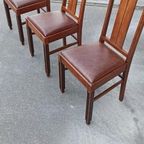 Set Van 3 Art Deco Amsterdamse School Eetkamerstoelen thumbnail 7
