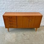 Vintage, Houten Dressoir Met Vier Lades En Groot Opbergvak thumbnail 5