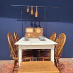 Brocante Vintage Landelijke Eikenhouten Witte Eettafel Tafel thumbnail 14