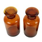 Grote Oude Apotheker Medische Flessen Potten Set Bruin Amber Glas thumbnail 8