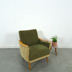 Groen Fluweel Stoffen Fauteuil Met Houten Leuningen thumbnail 16