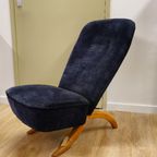 Vintage Theo Ruth Congo Fauteuil Stoel Donker Blauw thumbnail 8