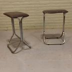Set Van 2 Vintage Chrome En Vinyl Kruks Krukjes thumbnail 14