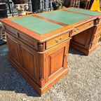 Klassieke Engelse Schrijftafel, Bureau, Partnerdesk, Met Led thumbnail 4