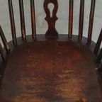Set Van 2 Prachtige Donkere Antieke Engelse Lowback Windsor Stoelen/eetkamerstoelen thumbnail 7