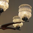 Vintage Plafondlamp, Kroonluchter - Jaren '60, Hout, Glas thumbnail 14