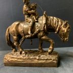Origineel Beeld Van Richard Aurili (1834 - 1914) Childrens Riding. thumbnail 4
