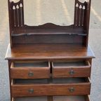 Engelse Art Deco Kaptafel Hout Met Spiegel Engels thumbnail 10