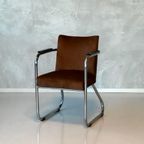 Jaren 30 Armstoel Vintage Sledestoel Buisframe Bauhaus Stoel thumbnail 2